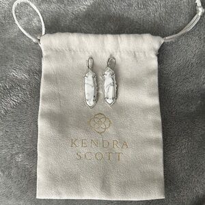 Kendra Scott Silver and White Marbled Earrings